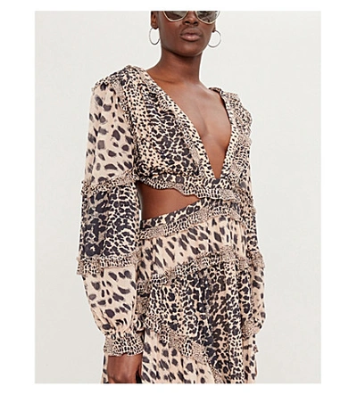 Shop Zimmermann Allia Leopard-print Woven Mini Dress In Spliced