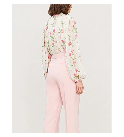 Shop Giambattista Valli Floral-print Silk Blouse In Conchiglia Ramage