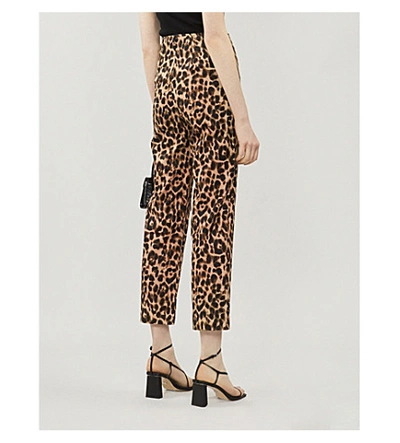 Shop Reformation Marlon Leopard-print Stretch-twill Trousers