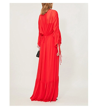 Shop Camilla And Marc Catalina Puffed-sleeve Woven Maxi Dress In Cherry