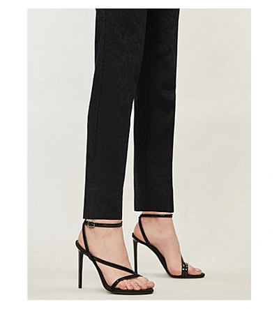 Shop Etro Cropped High-rise Brocade Straight-leg Trousers In Nero