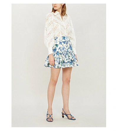 Shop Zimmermann Veneto Ruffled Lace Shirt In Ivory