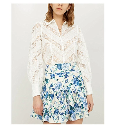 Shop Zimmermann Veneto Ruffled Lace Shirt In Ivory