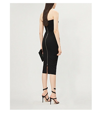 Shop Alex Perry Dylan Strapless Crepe Midi Dress In Black