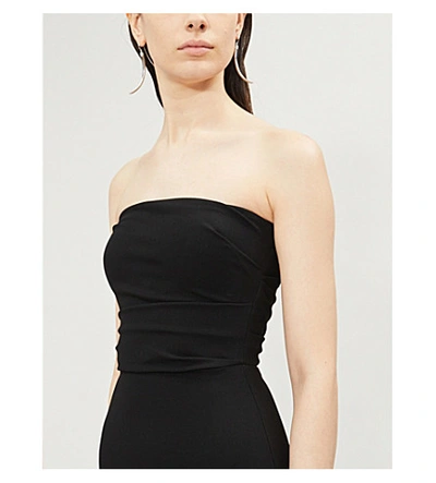 Shop Alex Perry Dylan Strapless Crepe Midi Dress In Black