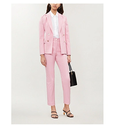 Shop Ted Baker Double-breasted Twill Blazer In Dusky-pink