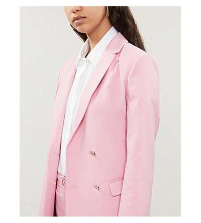 Shop Ted Baker Double-breasted Twill Blazer In Dusky-pink