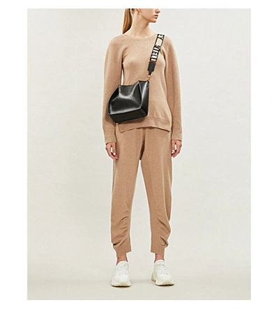 Shop Stella Mccartney High-rise Stretch-wool Jogging Bottoms In Sand