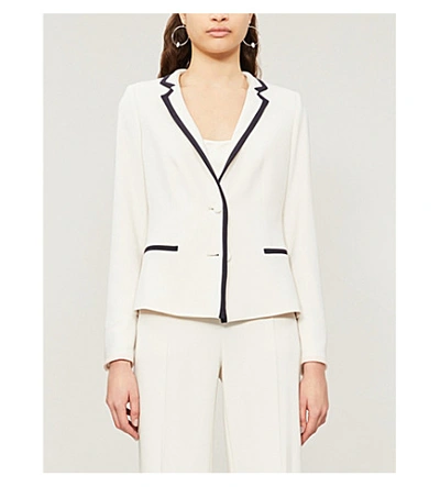 Shop Max Mara Robert Contrasting-trim Crepe Blazer In Ivory