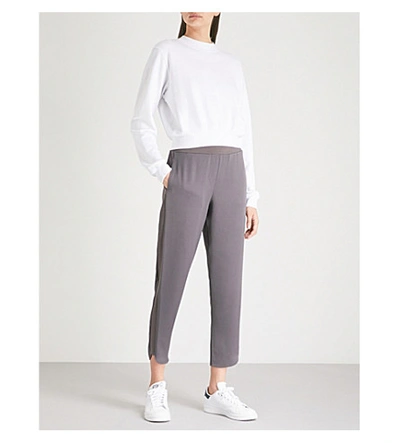 Shop Ted Baker Satin-panels Joggers In Charcoal