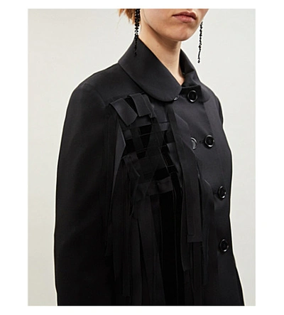 Shop Simone Rocha Contrast-panel Wool-blend Jacket In Black