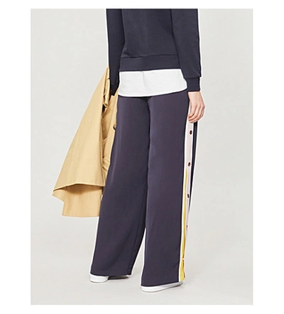 Shop Ted Baker Wahnona Wide High-rise Crepe Trousers In Blue