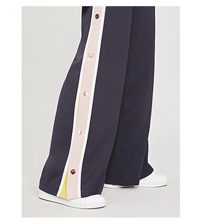 Shop Ted Baker Wahnona Wide High-rise Crepe Trousers In Blue