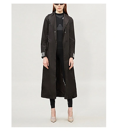 Shop Off-white Logo-embosssed Woven Trench Coat In Black No Colour