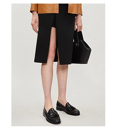Maje Womens Black Jeanne High-waist Fitted Crepe Midi Skirt 14 | ModeSens