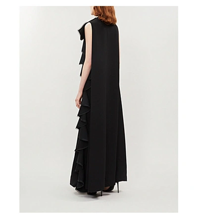 Shop Valentino Ruffled Silk-crepe Gown In Black