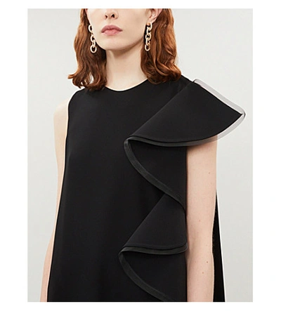 Shop Valentino Ruffled Silk-crepe Gown In Black