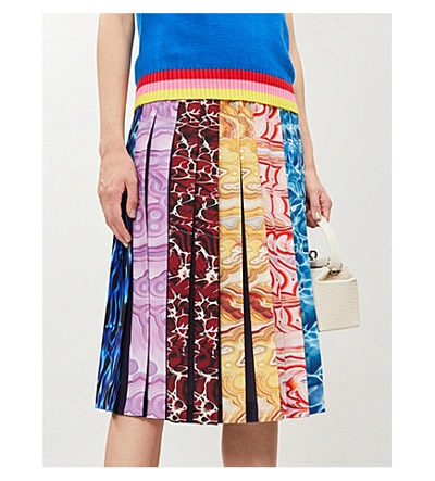 Shop Mary Katrantzou Nyx Graphic-print Crepe Midi Skirt In Stripe