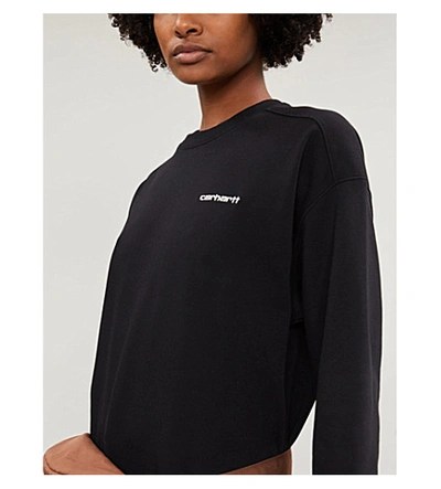 Shop Carhartt Oversized Logo-embroidered Jersey Sweatshirt In Tango / Black