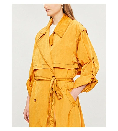 Shop Arje Dione Double-breasted Shell Trench Coat In Saffron