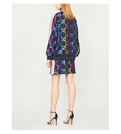 Gucci Technical Jersey Jacket With Gg Sequins In Abyss Multi