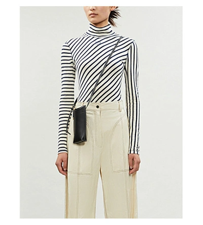 Shop Loewe Striped Cotton-jersey Top In Navy/white