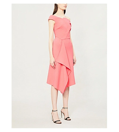 Roland Mouret Barwick Fit-and-flare Wool-crepe Dress In Pink | ModeSens