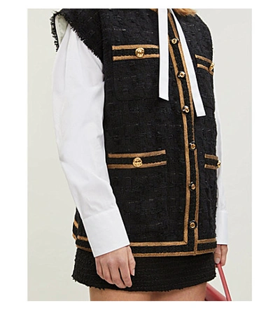 Shop Gucci Sleeveless Metallic-tweed Jacket In 1152