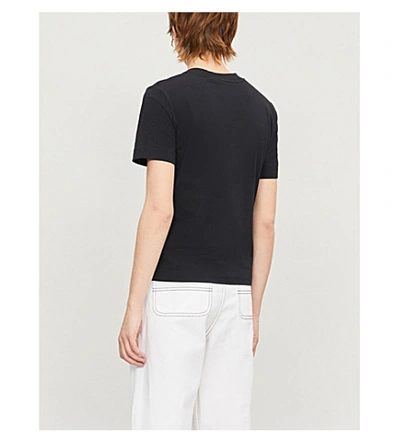 Shop Calvin Klein Graphic-print Round-neck Cotton T-shirt In Ck Black