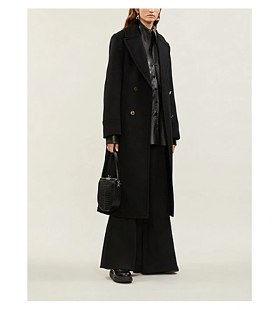Shop Stella Mccartney Belted Wool Coat In Black