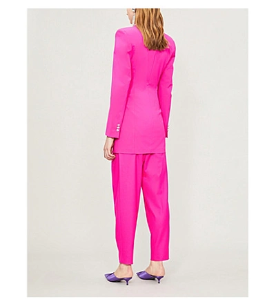 Shop Attico Diamanté-embellished Stretch-wool Jacket In Fucshia