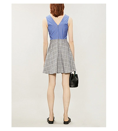 Shop Claudie Pierlot Contrast-panel Cotton And Linen-blend Dress