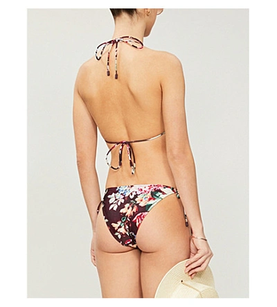 Shop Zimmermann Allia Floral-print Halterneck High-leg Bikini In Mismatched