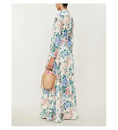 Shop Zimmermann Verity Floral-print Linen Dress In Cream Floral