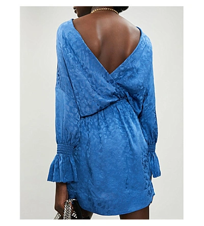 Shop Zadig & Voltaire Leo Leopard-print Jacquard Silk Dress In Bleu Marguerite