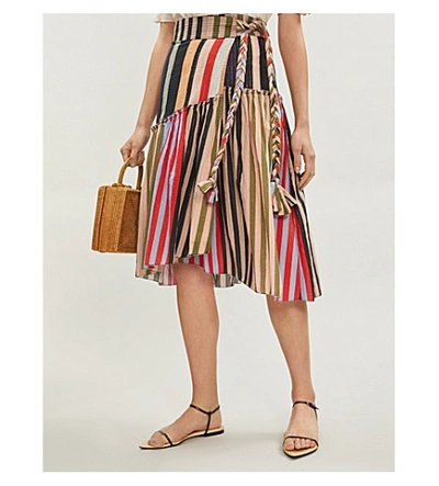 Shop Apiece Apart Iberia Striped Cotton-blend Skirt In Mixed Gold Lurex Stripes