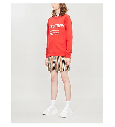 Shop Burberry Logo-print Cotton-jersey Sweatshirt In Bright Red