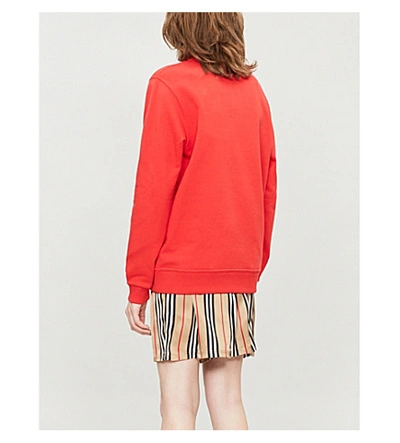 Shop Burberry Logo-print Cotton-jersey Sweatshirt In Bright Red