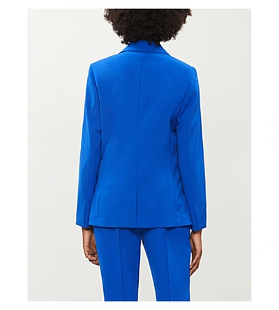 Shop Ted Baker Longline Single-breasted Crepe Blazer In Blue