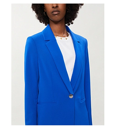 Shop Ted Baker Longline Single-breasted Crepe Blazer In Blue