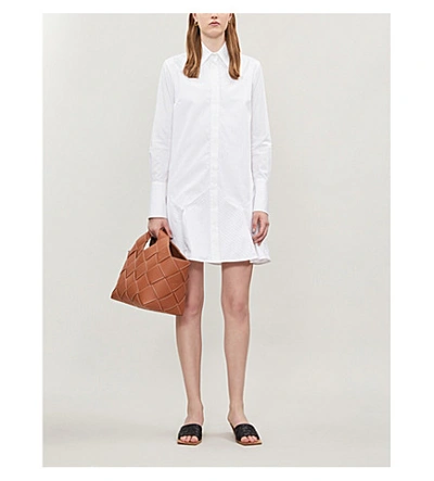 Shop Victoria Victoria Beckham Frilled-hem Cotton Shirt Dress In White