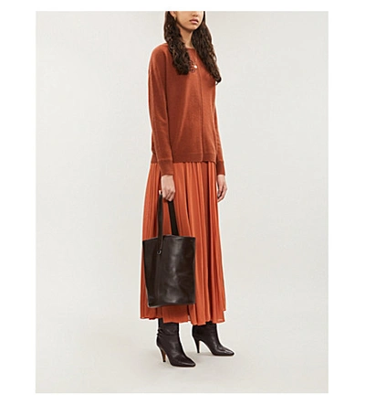 Shop Max Mara High-rise Chiffon Midi Skirt In Paprika