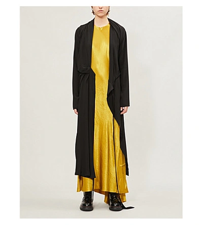 Shop Ann Demeulemeester Cutout-back Satin Dress In Magya Lemon