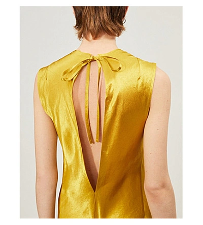 Shop Ann Demeulemeester Cutout-back Satin Dress In Magya Lemon