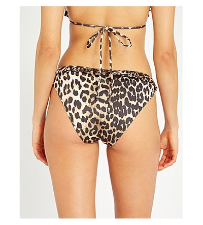 Shop Ganni Leopard-print Bikini Bottoms