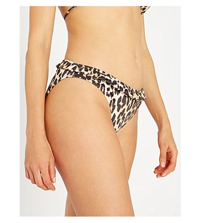 Shop Ganni Leopard-print Bikini Bottoms
