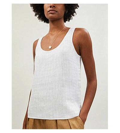 Shop Theory Relaxed Textured Linen-blend Top In White