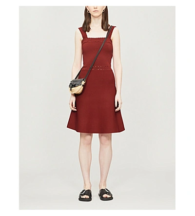 Shop Sandro Alyson Sleeveless Stretch-knit Dress In Terracotta