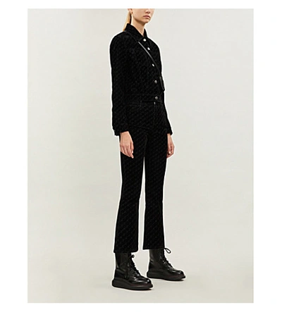 Shop Stella Mccartney Logo-woven Velvet Jacket In Black