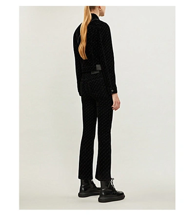 Shop Stella Mccartney Logo-woven Velvet Jacket In Black